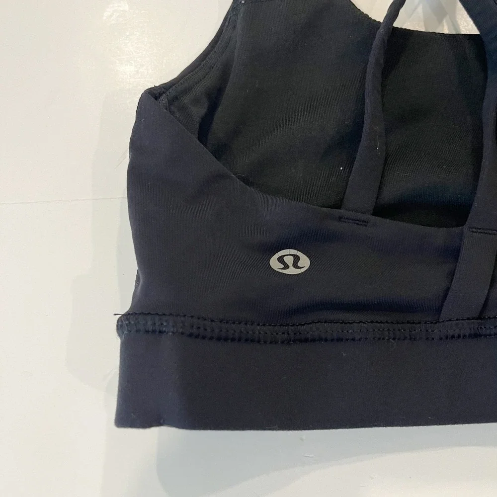 Lululemon Energy Sports Bra Black Strappy Back Yoga Gym Workout Size 4